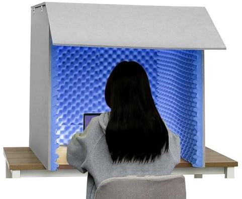 V3VOGUE Facile Schalldichte Kabine Privatsphäre, Schallschutzabdeckung FüR Schreibtisch, Tragbare Gesangskabine Für Aufnahme, Akustische Schaumstoffplatten, FüR Heimstudio/Musikaufnahme/Podcasting