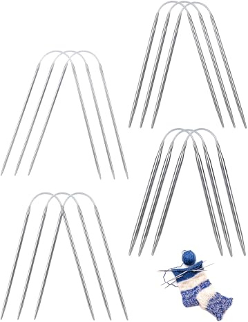 ZITFRI Rundstricknadeln Stricknadeln Set Edelstahl 21cm 12 Stück, Stricknadeln Anfänger Set mit 4 Größe 2mm 2,5mm 3mm 4mm, Häkelnadel Set Häkelnadeln Garnnadeln