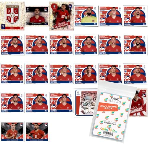 Bundle mit UEFA EURO 2024 Germany - Sammelsticker - Mannschaftspaket - Serbien + Exklusive collect-it Hüllen