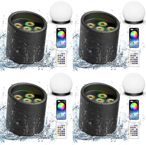 Oloaxolx 4PCS 108 W IP65 Wasserdichte Wiederaufladbare Akku RGBW+UV LED Par Scheinwerfer mit Disco-Lichteffek-Lampenschirm, Fernbedienung/App/DMX512 Bühnenlicht für DJ Party Hochzeit Weihnachten