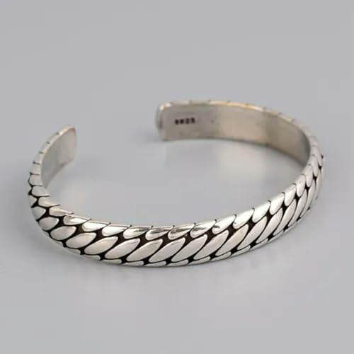Bracciale Ovale in Argento 925, retrò, Elegante, da Uomo, con Polsino Aperto, Nuovo Bracciale Rigido