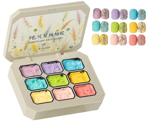 Nail Gel Paint Palette, 9 Colors Sponge Pat Paint Nail Gel Set, Patting Gel Polish Palette, Long Lasting Gradient Painting Gel, Rainbow Sponge Pat Manicure Art For Women Girl