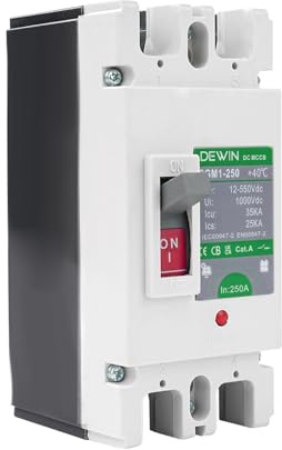 DEWIN 250A DC Circuit Breaker, Molded Case Circuit Breaker MCCB Solar Battery Main Switch 2P Battery Disconnect Switch 500V for Solar PV System Panels Grid System