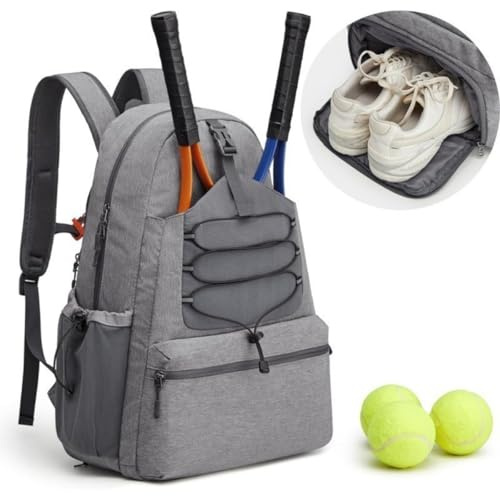 Zaino tennis, zaino da tennis per donne e uomini, grande borsa da pickleball, contiene 4 racchette con scomparto per scarpe, Tessuto impermeabile