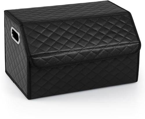 COSTWAY Auto Kofferraum mit Deckel, 35 L Kofferraum-Organizer faltbar, SUV Limousine Aufbewahrungsbox mit abnehmbarem Trennwand & Griffe, Kofferraumtasche für Camping, Zuhause (Raute)
