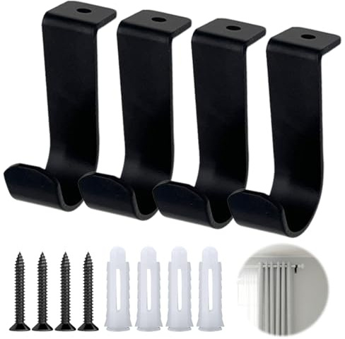 Astralong 4 Stück Deckenhalterung Gardinenstange, Gardinenstange Halterung, für 2,5-cm-Stangen, Metall Gardinenstangenhalter für Wohnzimmer Schlafzimmer