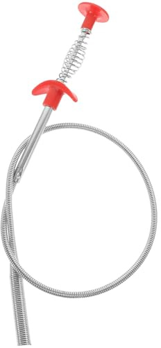 POPETPOP Flexible 60cm Silver Gray Drain Clog Remover with Bendable Spring Grabber for Kitchen and Bathroom Sink Cleaning, Multifunctional Drain Cleaning Tool for Shower and Toilet