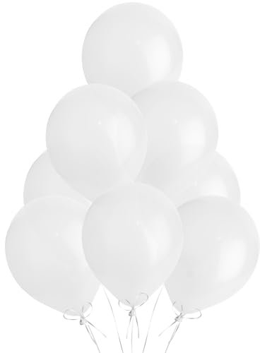 SHATCHI Metallic White 10 Pack, Large 12 Inch Thick Latex Biodegradable Helium Party Birthday, Wedding, Baby Shower, Valentine's Day Events Decoration for Balloon Arch Garland, 10pcs