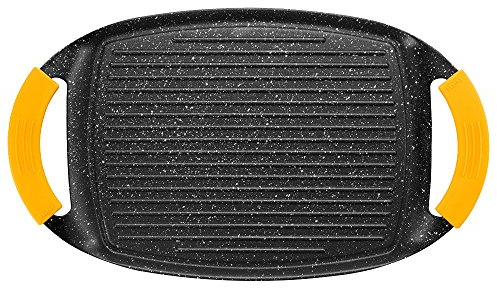 IBILI - Grill plancha ondulado basic stone, 36 x 23 cms, Aluminio fundido, Antiadherente estilo piedra, Apto para induccion