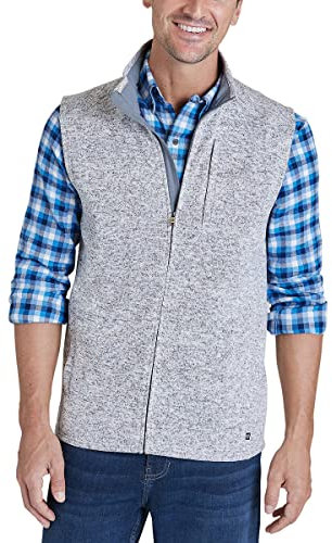 Chaps Herren Fleece-Weste mit Stehkragen, Hellgrau (Light Grey Heather), Medium