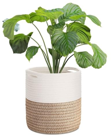 Flexzion Woven Plant Basket for Indoor Plants, 11 x 11, Fits 10 Pots