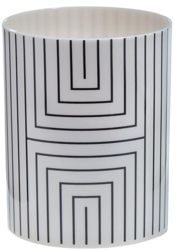 Spirella Zahnputzbecher Zahnbürstenhalter Kunststoff Graphic 7,3 x 9 cm Weiß/Schwarz