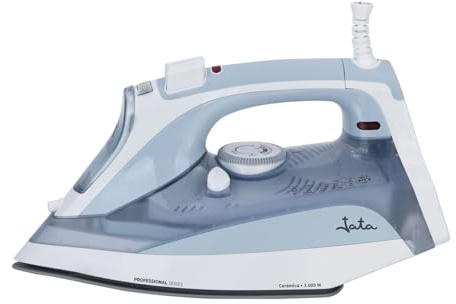 JATA PL1058C - Plancha de Vapor 3000 W con Suela Cerámica, Golpe de Vapor 220 g/min, Vapor Continuo 50 g/min, Desconexión Automática, Antigoteo, Autolimpieza, Antical Permanente, Depósito 400 ml