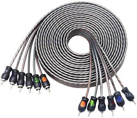 RECOIL RCI617 5,2m Cinch-Kabel 6-Kanal 99.99% OFC Paar-Twist Entstört | 17ft, Sauerstofffreies Kupfer, Vernickelte Stecker, Flexibler PVC-Mantel – RCA-Kabel für Auto