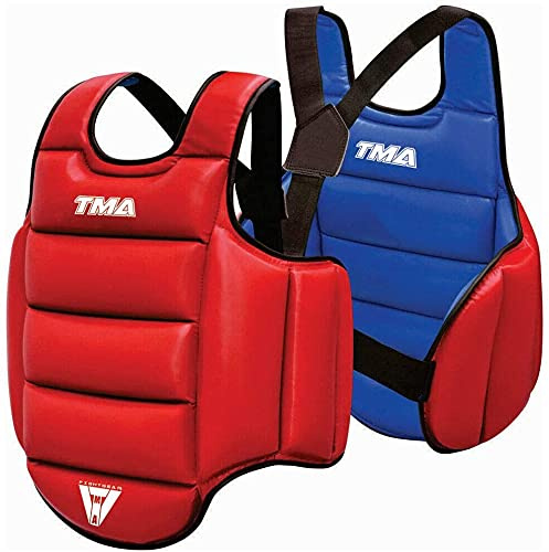 Boxing Body Protector Reversible, Kickboxing MMA Muay Thai Chest Guard, Sparring Training Heavy Punching, Adjustable Shield, Martial Arts Upper Belly Protection Pad, Taekwondo (L/XL)