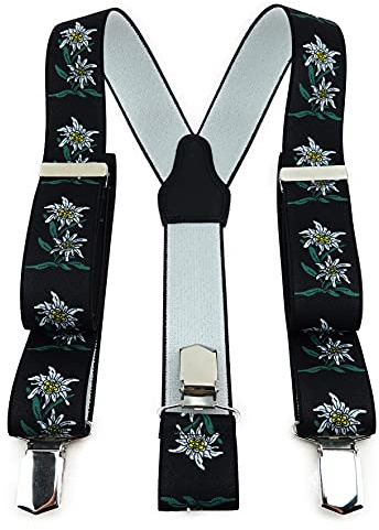 TigerTie Unisex Hosenträger in Y-Form mit 3 extra starken Clips - gemustert - hochwertige Verarbeitung - Breite 35 mm