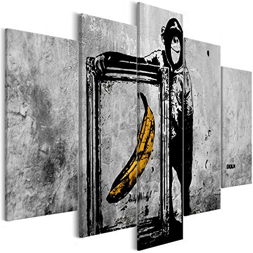 murando - Akustikbild Banksy Affe 5 tlg - Bilder Akustikschaum Schallschutz Wand Deko Kunst Akustikpaneele Wandpaneele Schalldämmung Wandbild Schallabsorber Akustikplatten i-B-0052-b-m
