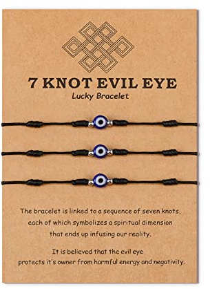 VU100 3 PCS Ojos Malvados Pulsera 7 Knots Evil Eye Amistad Pulsera-N