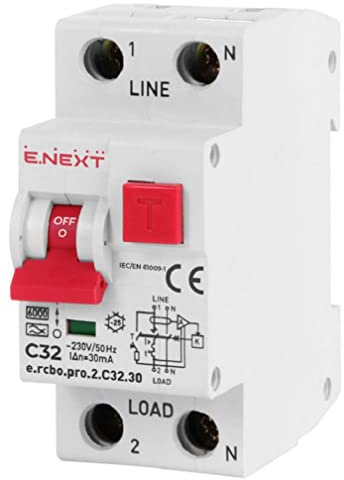 E.Next FI/LS Schalter RCBO B6A 30mA Typ A Kombischalter Fehlerstromschutzschalter Leitungsschutzschalter, Grau