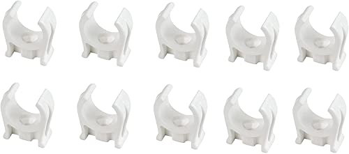 fiXte 22mm (7/8 inch) Plastic Pipe Clip White Snap in Design Single Screw Fixing (10)