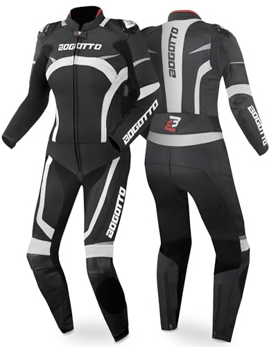 Bogotto Misano 2-Teiler Damen Motorrad Lederkombi, schwarz/weiß, 44 | Belüftet
