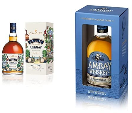 OFFRE Whiskey et Cognac des îles : Lambay Whiskey Small Batch Blend, Whisky Irlandais Triplement Distillé, Fruité & Non Tourbé 70cl + Camus Cognac Île de Ré Fine Island Nouveau Pack 70cl