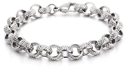 Skcess Bracelet Men Silber，Kettenarmbänder Retro-Einfachheit Rostfreier Stahl Magnetarmband Herren 220X10Mm