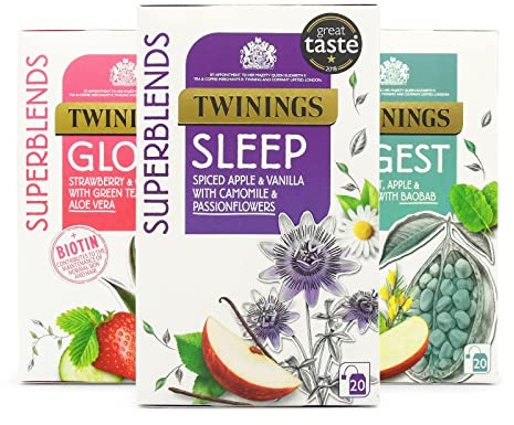 Twinings Paquete de variedades Supermezclas, selección de 3 mezclas más vendidas. 60 bolsas de té en total.