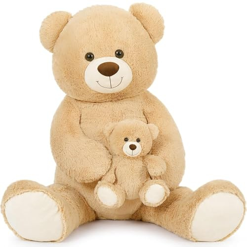 MorisMos großer Teddybär 100cm mit kleinbär, weich Teddybär groß XXL, Riesen Teddys XXL Kuscheltier für Freundin Mädchen Kinder
