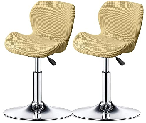 XGANGM Hussen für Barhocker mit Lehne Bezug Barhocker Stretch Stuhlhussen Barhocker Bar Drehstuhlbezug 2/4/6er Set Bar Stuhl Abdeckung Barhocker Schonbezüge mit Kurzer Rückenlehne,Cream Yellow,2PCS