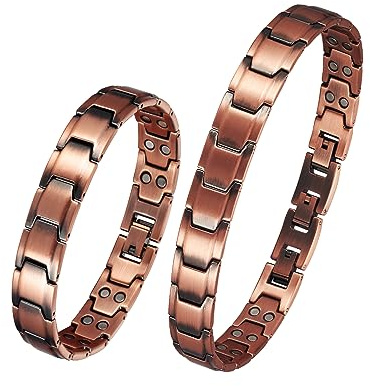 Magnetfeldtherapie-Arthritis-Kupfer-Schmuckset für Männer, 3500 Gauss-Magnettherapie lindert effektiv Arthritis und Handgelenkschmerzen und kombiniert Mode und Gesundheit (Armband und Fußkettchen) (E)