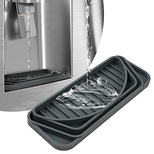 Aolso Vaschetta antigoccia per frigorifero, vaschetta per acqua frige da tagliare, in silicone, per erogatore di acqua, frigorifero, frigorifero e accessori per idromassaggio, GE, Samsung (grigio)
