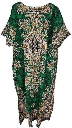 Ny bomull lång kaftan klänning sommar afrikansk Dashiki strand täcker en storlek, gRÖN, one size