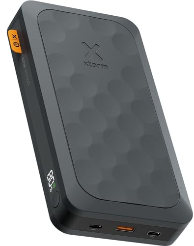 Xtorm 67W Fuel Serie 5 Powerbank 45.000mAh, LED-Anzeige, 2 x USB-C / 1 x USB-A, 100% GRS Material, Sicherheitsfunktionen, Geeignet für Samsung und iPhone, Schwarz