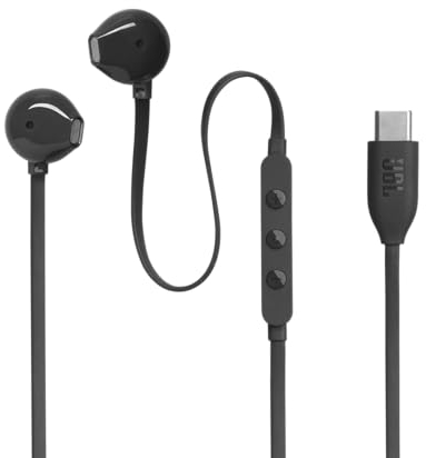 JBL Tune 305 C Kopfhörer – Kabelgebundene In-Ear-Kopfhörer mit JBL Pure Bass Sound, Mikrofon und USB-C-Anschluss – Schwarz