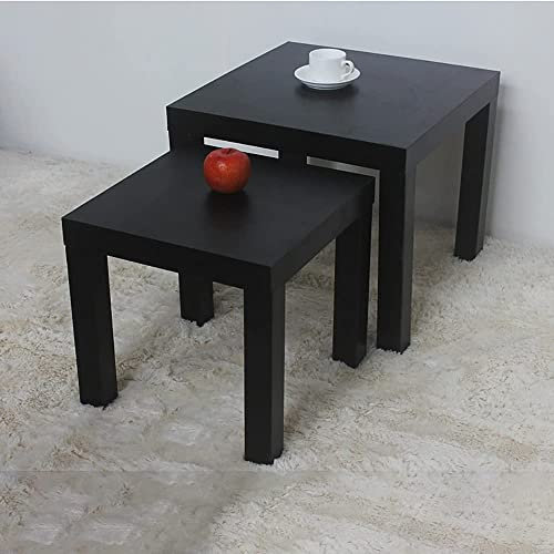 GLMGBP Satztische, quadratisches Set mit 2 Satztischen, Kaffeetisch, stapelbares Design, Beistelltische aus MDF-Holz, Beistelltische, Tee-/Snacktisch, kleine Ecke für Wohnzimmer, Büro oder Lounge,