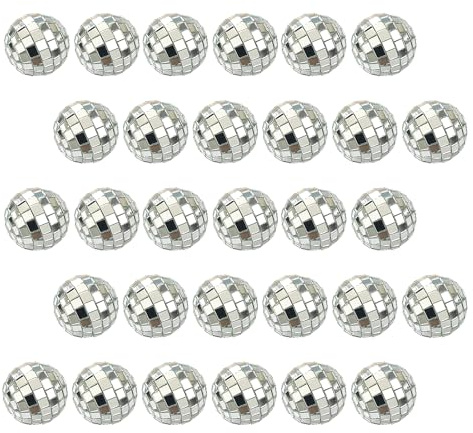 Desuibao 30 st mini discobollar prydnader 3 cm/1,2 tum, ljust silver reflekterande spegelboll, liten blank disco festdekoration för tårta bröllop julgran födelsedagsfester familjefirande