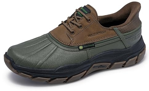 Skechers herr x John Deere -RESPECTED TANZIER, Olivläder duraleather brun trim, 45 EU