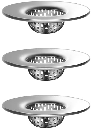 RSYHVG Bathroom Sink Strainer, Utility, Slop, Bathtub Lavatory Sink Drain Strainer Hair Catcher, Stainless Steel Shower Drain Strainer, 3 Pack
