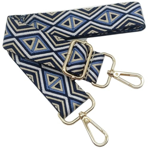 Verstellbarer Schultergurt für Taschen Mehrfarbig, Taschengurte zum Wechseln, Taschengurt Breit mit Karabiner Gold, 80-130 cm Tragegurt Tasche für Damen Schulterriemen, Handtasche, 3.8cm，012