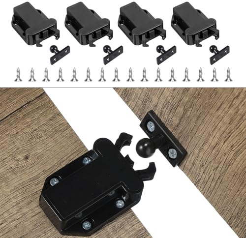 4 Stück Türriegel mit Touch-Entriegelung Push to Catch Schloss Schrauben Berührungsloser Riegel Vorreiber Push to Open Türöffner Drucktüröffner für Schrank und Schublade Küchentür Kleiderschrank