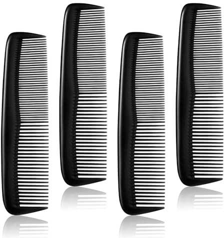 Zovator 4-stück Feiner und Breiter Kamm zum Frisieren, Haarkämme Taschenkamm für Männer und Frauen, Schwarze Haarkämme aus Kunststoff für Haarstyling und -pflege