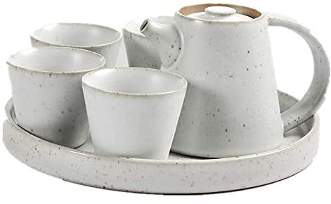 Service à Thé Service A The Service À Thé De Style Japonais 6 Pièces Ensemble De Tasses À Café Théière Avec Plateau Et Service De Tasses À Thé Pour 4 Adultes Décor À La Maison Service Japonais(White)