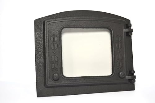 Euro SEZAM DZP18 Porte de four en fonte, pour droitier, épaisse, pour four à pain, en pierre, à pizza, 37 x 31 cm, noire
