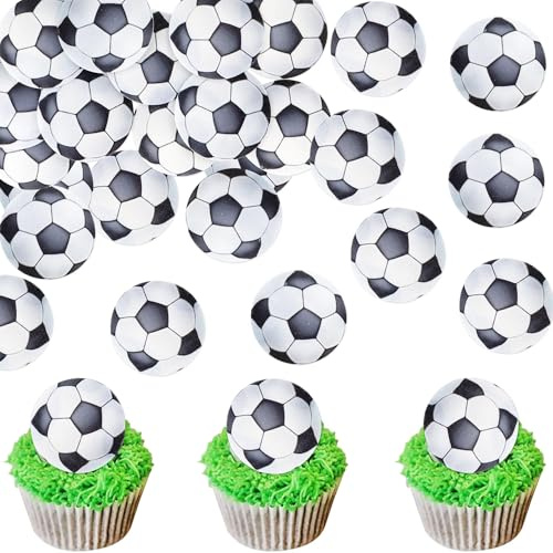 Blumomon 40Pcs Edible Sports Cupcake Toppers - Football & Boy/Girl Themed Decorations for Birthday, Baby Shower & Party