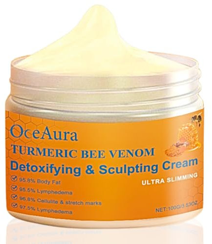 Turmeric Bee Venom Body Firming Cream, Bee Venom Skin Tightening Cream, Bees Anti-Cellulite Massage Cream, Bees Ginger Skin Tightening & Cellulite Ccream for Men & Women Tighting, Shaping 100G