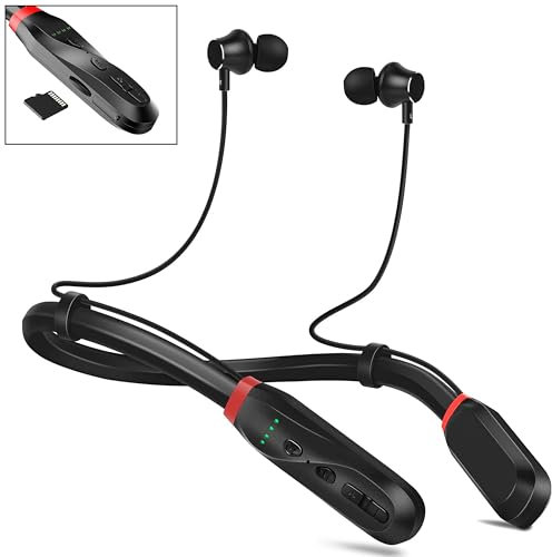 Neckband Bluetooth Headphones with TF Card Slot,Wireless Bluetooth Earbuds w/Mic in-Ear Magnetic Neckband Earphone,160H Playtime,Stereo Magnetic Earbuds,Noise-Isolating Neck band for Sports/Trips/Run