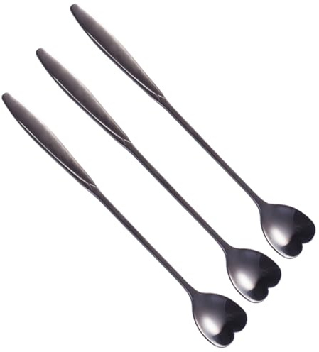 PRETYZOOM Cuchara De Acero Inoxidable Pulida Mango Largo Para Ideal Para Café Té Cócteles y Postres 3 Cucharas