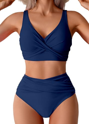 Sangdut Bikini Damen Set Push up High Waist Sexy Triangel Breites Unterbrustband Mit Cups Zweiteiliger Badeanzug Bademode Swimsuits