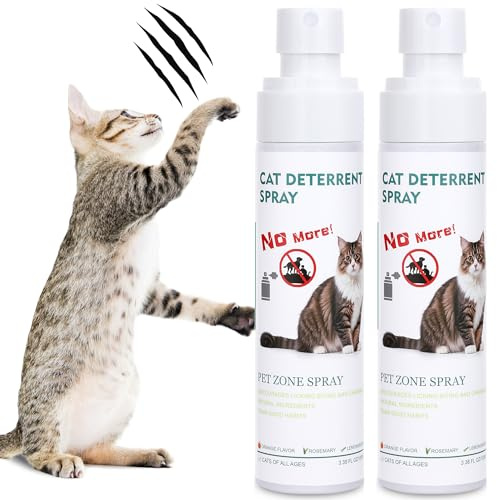 Confezione da 2 spray deterrenti per gatti, spray repellente naturale per gatti, deterrente antigraffio per mobili, divani, tappeti, tende, piante, per interni ed esterni, per gatti e gattini